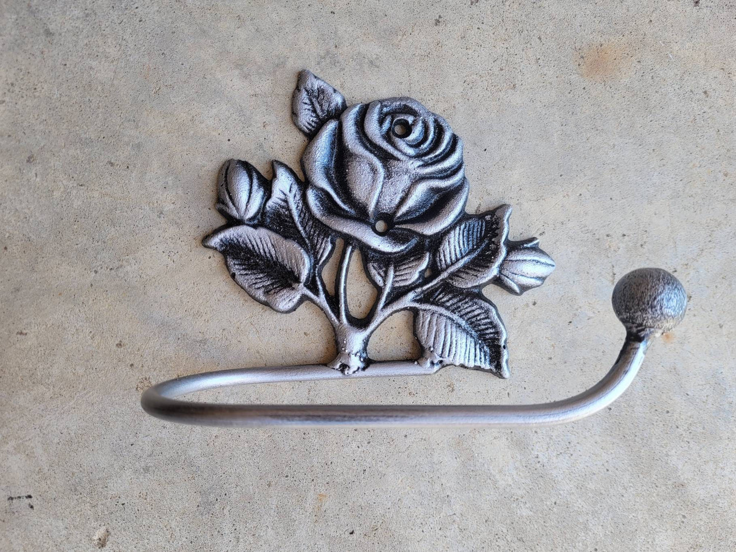 Toilet Paper Holder Rose, Tissue Holder, TP Hanger, Cottage Bathroom, Toilet Paper Hanger Rose TP Holder, Iron Metal Bath Hardware