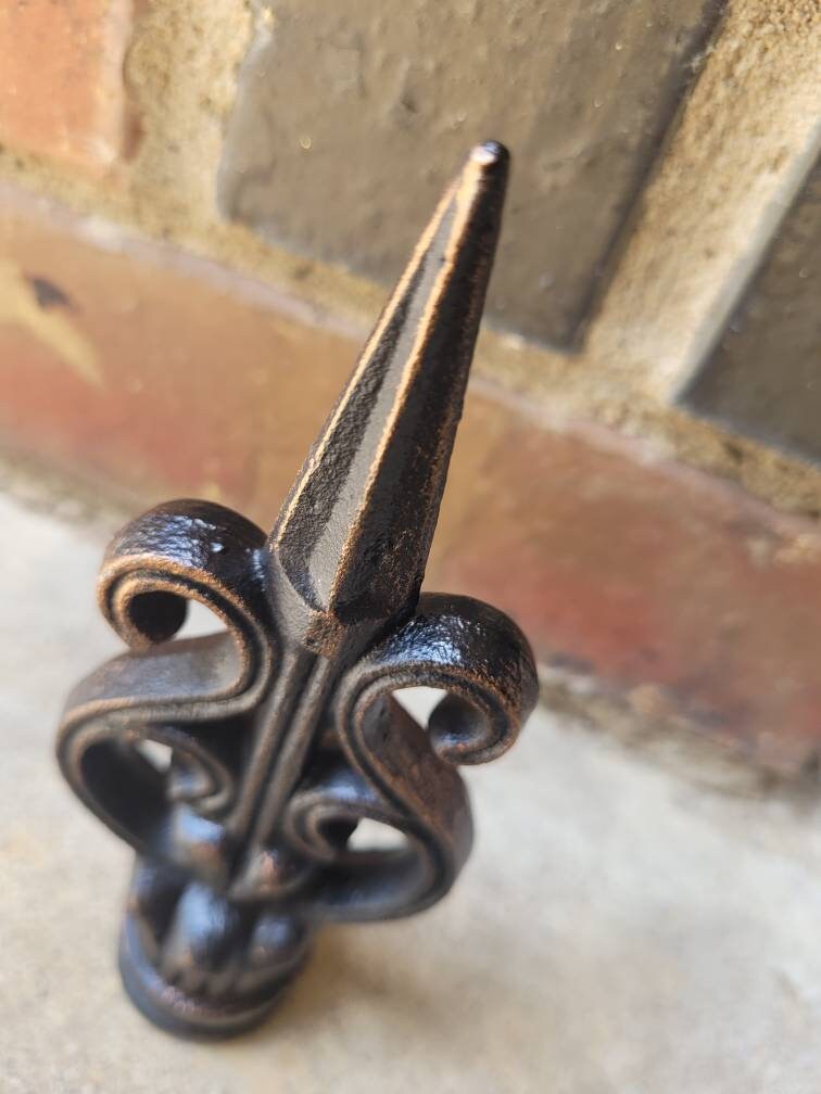 Cast Iron Fleur De Lis Finial | PICK YOUR COLOR | Fence French Country Home Decor | Garden Backyard Decor Fencing Supplies Finials Fence top