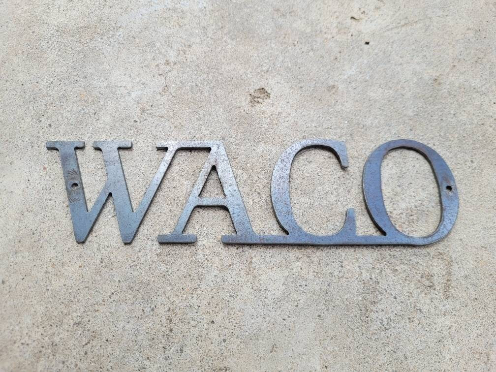 WACO Metal Wall Art Word Quote | PICK Your COLOR | Texas decor | Craft Supplies | FleurdelisJunkie
