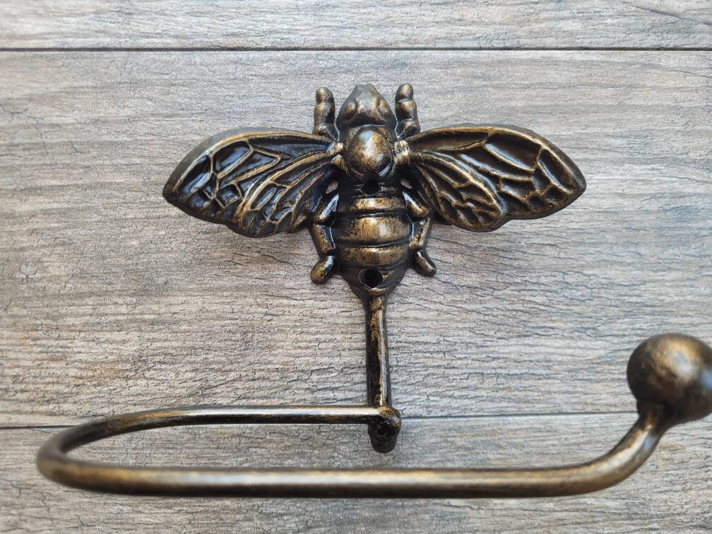 Bee Toilet Paper Holder, TP Holder, Toilet Tissue Holder, Nature, Wall Hook, Queen Bee Decor, Bathroom Bath fixture, hardware, Honey Bee