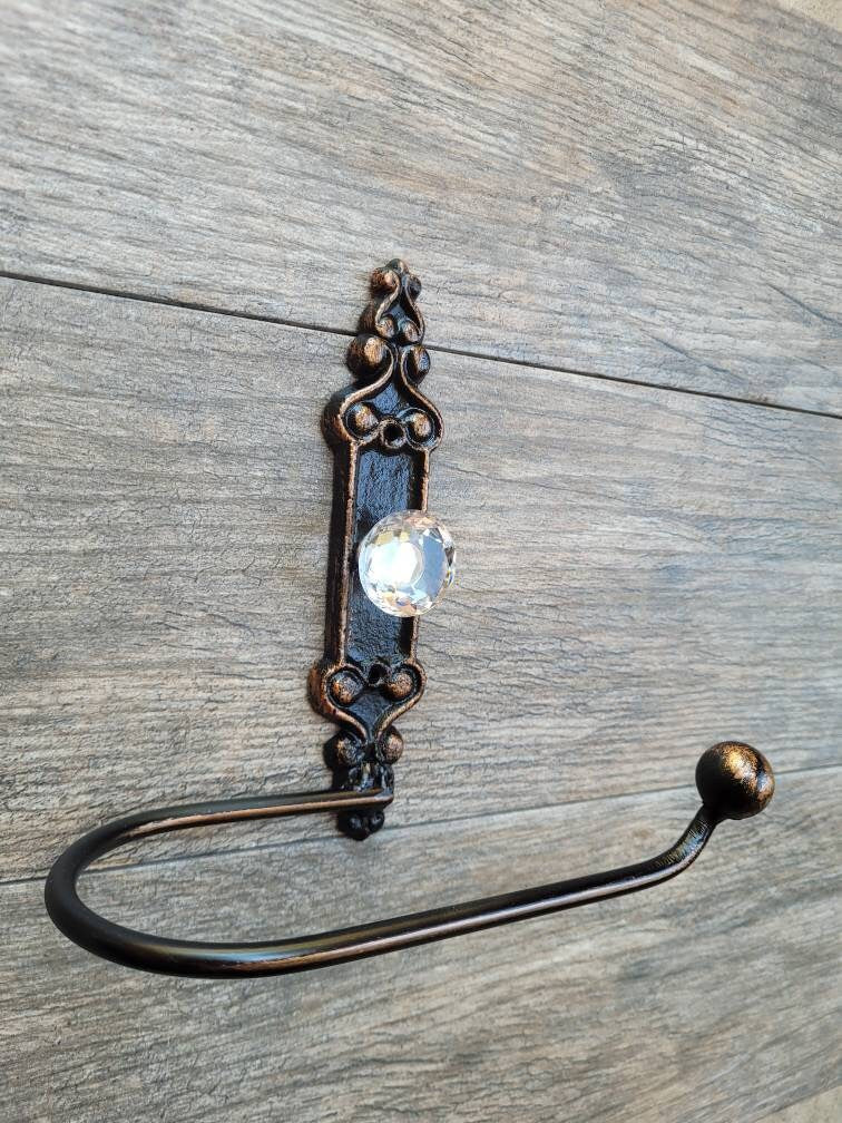 Toilet Paper Holder with Crystal Look Vintage Style Doorknob, PICK your COLOR, French Country, Tuscan, Rustic Decor, TP Holder, Euro style