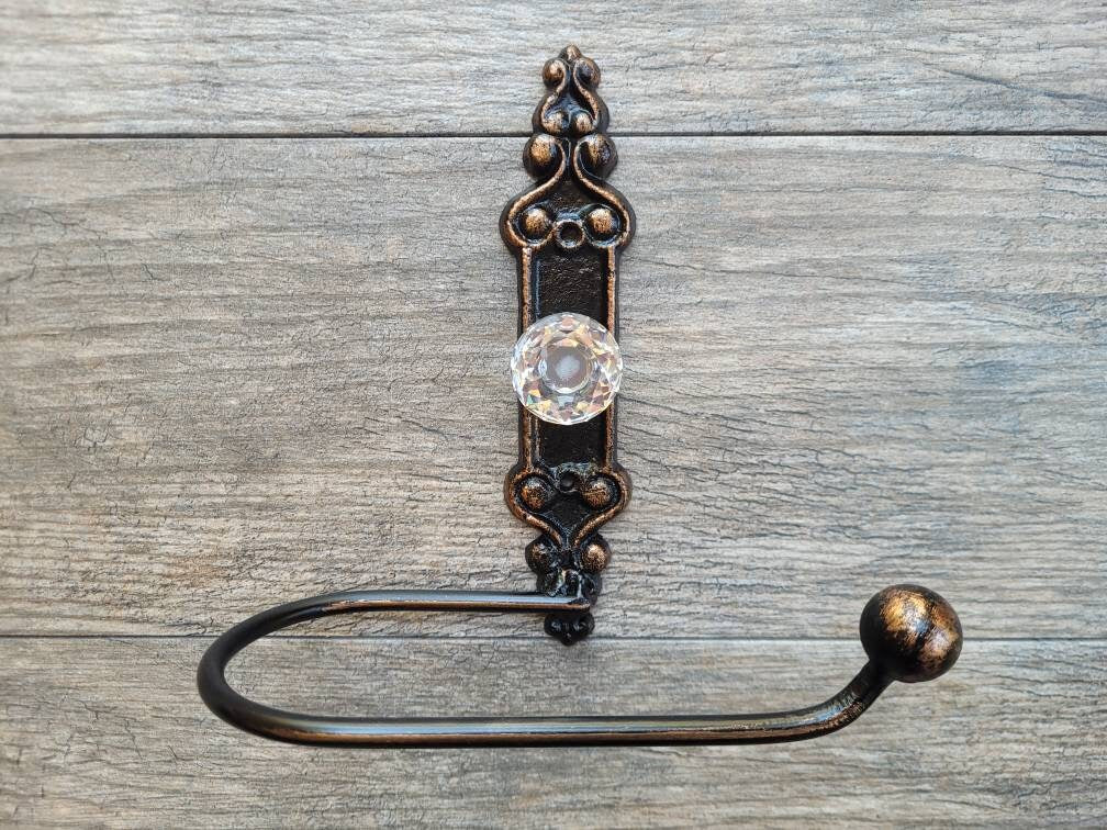 Toilet Paper Holder with Crystal Look Vintage Style Doorknob, PICK your COLOR, French Country, Tuscan, Rustic Decor, TP Holder, Euro style