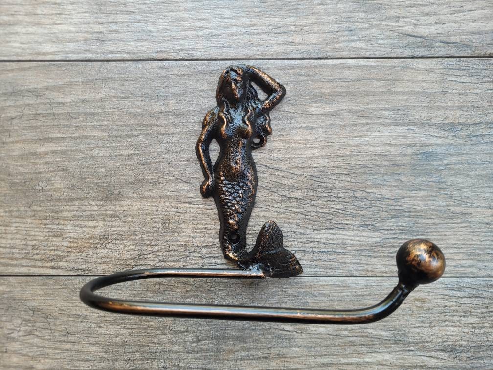 Mermaid Toilet Paper Holder, TP Holder, Toilet Tissue Holder, Nature, Wall Hook, Beach Cottage, Lake house bathroom decor, Bath fixture