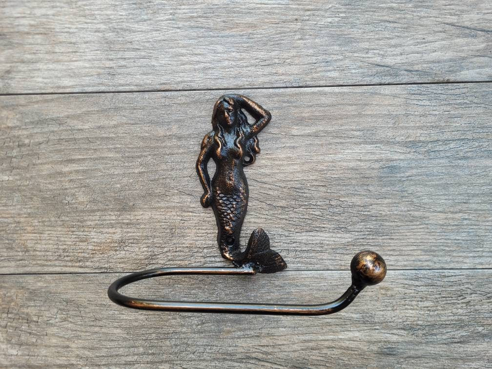 Mermaid Toilet Paper Holder, TP Holder, Toilet Tissue Holder, Nature, Wall Hook, Beach Cottage, Lake house bathroom decor, Bath fixture