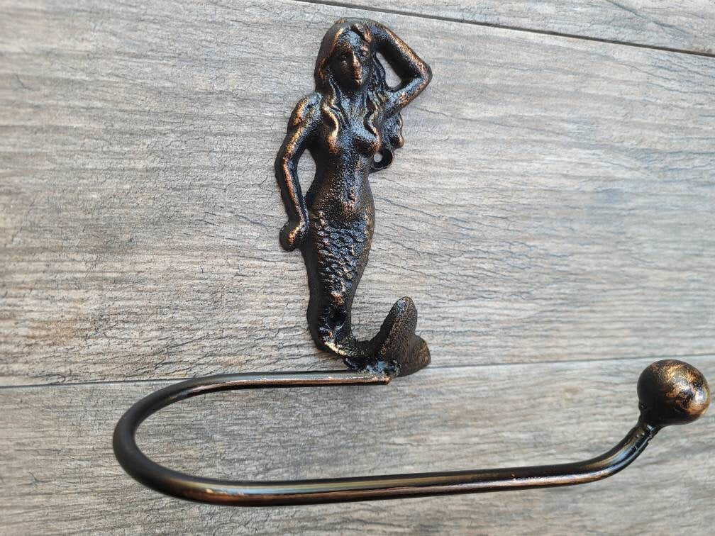 Mermaid Toilet Paper Holder, TP Holder, Toilet Tissue Holder, Nature, Wall Hook, Beach Cottage, Lake house bathroom decor, Bath fixture