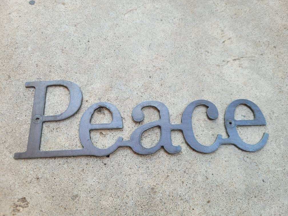 PEACE Metal Wall Art Word Quote | PICK your COLOR | Craft Supplies | FleurdelisJunkie