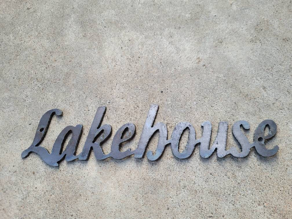 LAKE HOUSE Metal Wall Art Word Quote | Pick Your COLOR | Craft Supplies | lakehouse, beach home, FleurdelisJunkie