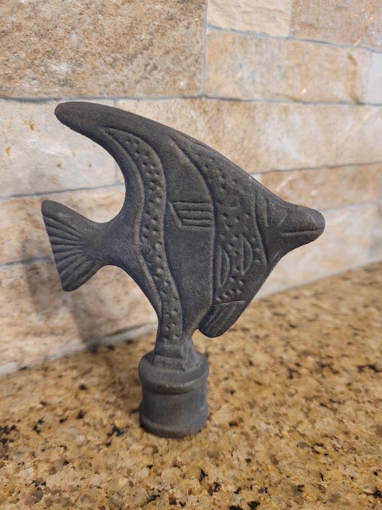 Fish Spear Finial tabletop Fence Decor | PICK YOUR COLOR | Hardware Garden Backyard Decor Fencing Supplies Finials Top Rail Top, Angel fish