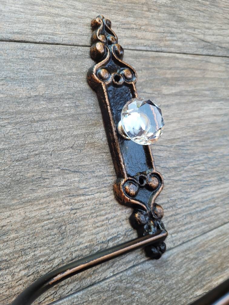 Toilet Paper Holder with Crystal Look Vintage Style Doorknob, PICK your COLOR, French Country, Tuscan, Rustic Decor, TP Holder, Euro style
