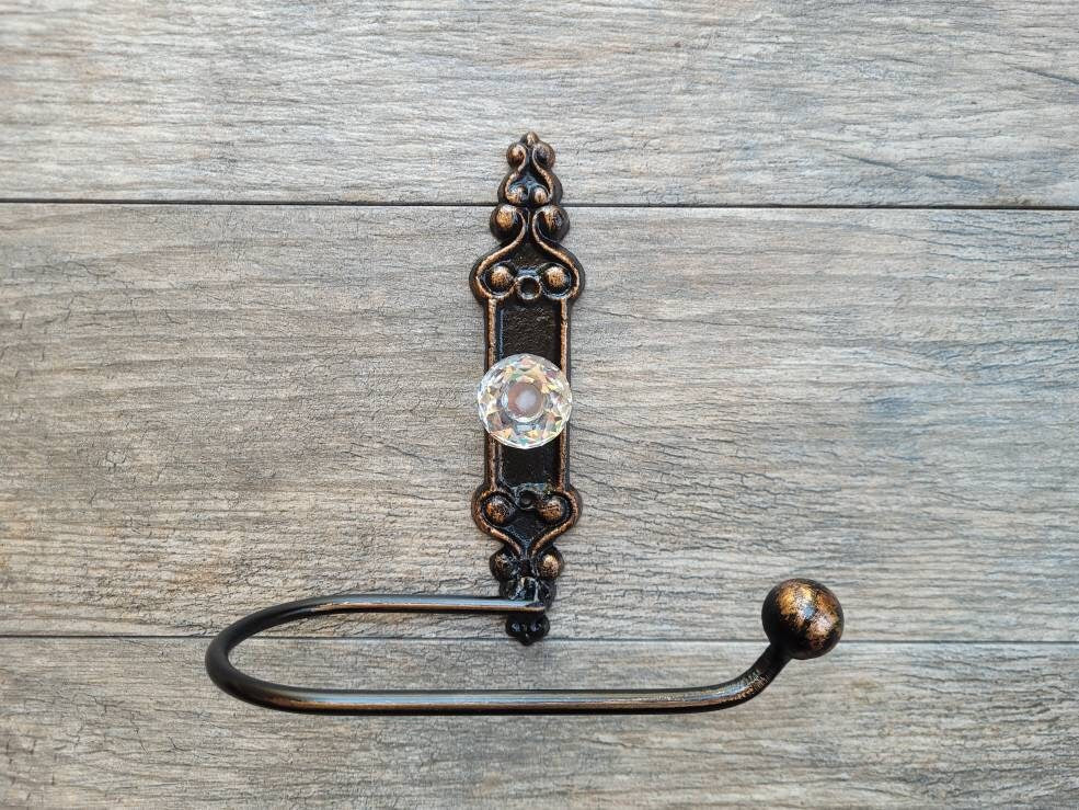 Toilet Paper Holder with Crystal Look Vintage Style Doorknob, PICK your COLOR, French Country, Tuscan, Rustic Decor, TP Holder, Euro style