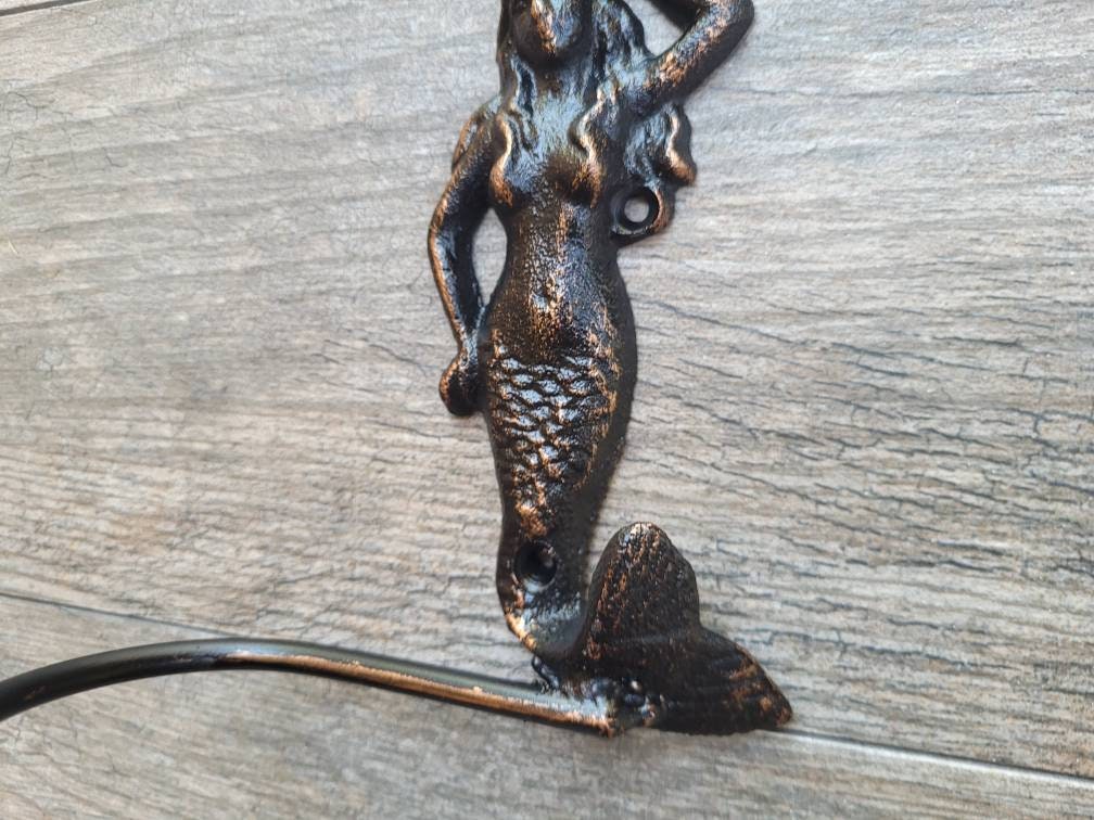 Mermaid Toilet Paper Holder, TP Holder, Toilet Tissue Holder, Nature, Wall Hook, Beach Cottage, Lake house bathroom decor, Bath fixture