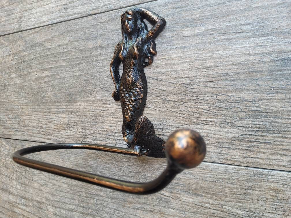 Mermaid Toilet Paper Holder, TP Holder, Toilet Tissue Holder, Nature, Wall Hook, Beach Cottage, Lake house bathroom decor, Bath fixture
