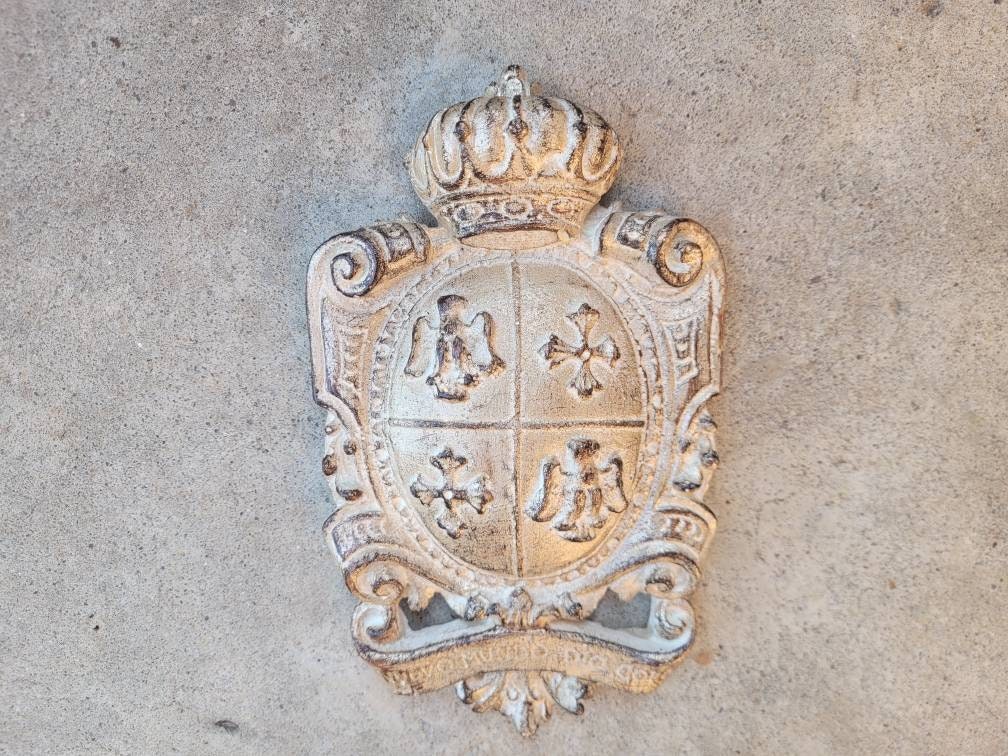 Shield Wall Plaque with Eagle, Cross, Crown| PICK YOUR COLOR | Coat of Arms | Fleur Medieval Home Decor. Royal Office. FleurDeLisJunkie