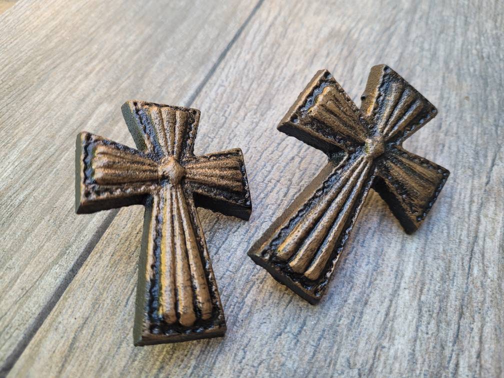 TWO Cross Candle Pins | PICK your COLOR | iron candle decor | Old World | Christian | Baptism | FleurDeLisJunkie | Wedding favor