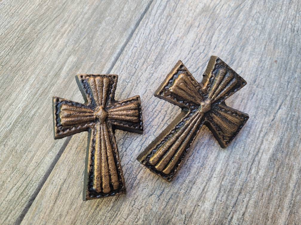 TWO Cross Candle Pins | PICK your COLOR | iron candle decor | Old World | Christian | Baptism | FleurDeLisJunkie | Wedding favor
