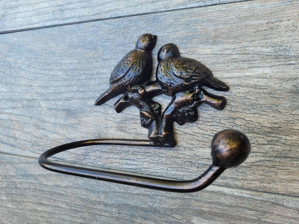 Bird Toilet Paper Holder,  PICK your COLOR, TP Holder, Toilet Tissue Paper Holder, Nature Wall Hook, Bathroom Hardware, Bath Fixture