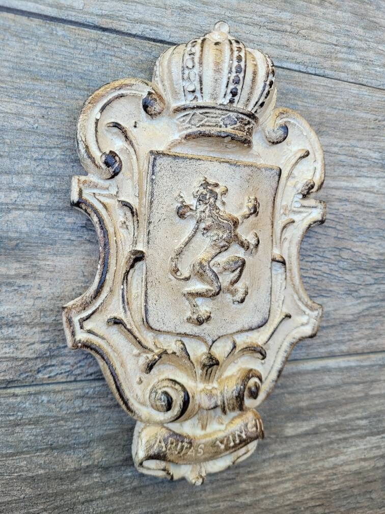Lion Shield Wall Plaque | PICK YOUR COLOR | Wall Decor | Medieval | Old World | Hand painted | handmade | Fleurdelisjunkie |