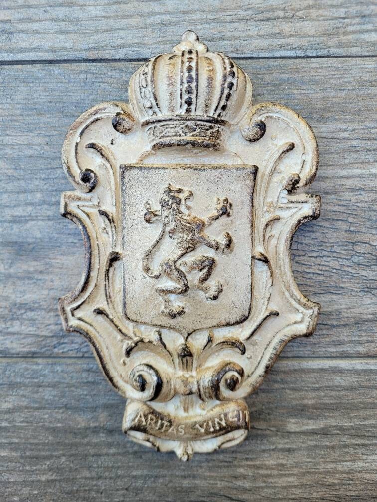 Lion Shield Wall Plaque | PICK YOUR COLOR | Wall Decor | Medieval | Old World | Hand painted | handmade | Fleurdelisjunkie |