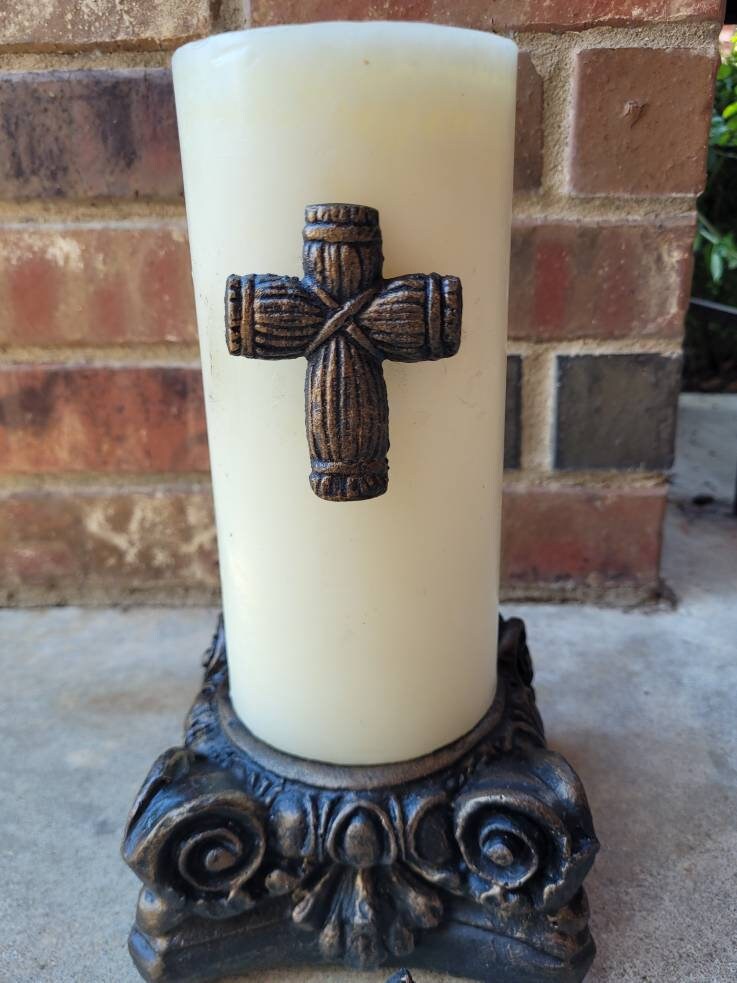 TWO Cross Candle Pins | PICK your COLOR | Tuscan Decor | Crosses for Candles | baptism Wedding| FleurDeLisJunkie | Pillar Candle decor
