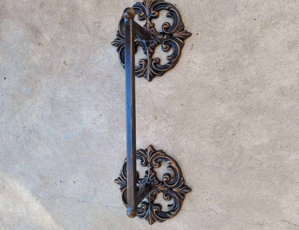 Door pull, gate pull| PICK YOUR COLOR | Old World | Cast Iron steel door handle | Gate Handle, original design, castle, FleurDeLisJunkie |