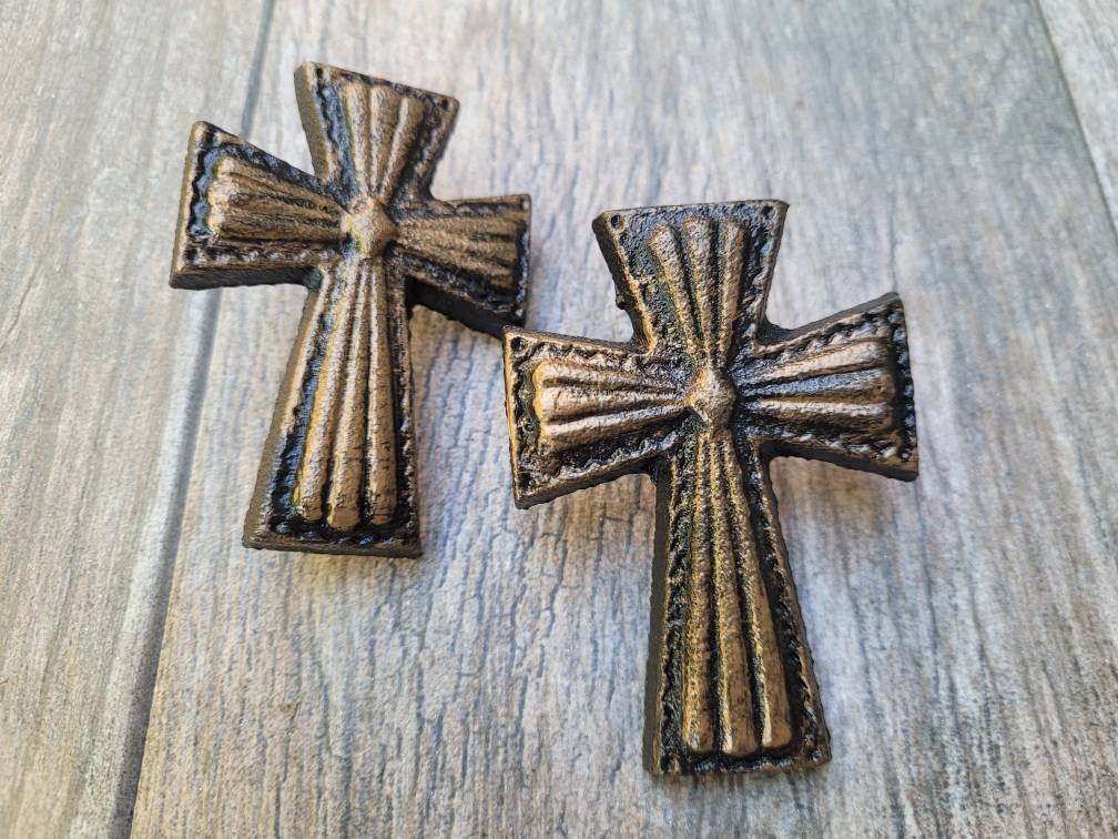 TWO Cross Candle Pins | PICK your COLOR | iron candle decor | Old World | Christian | Baptism | FleurDeLisJunkie | Wedding favor