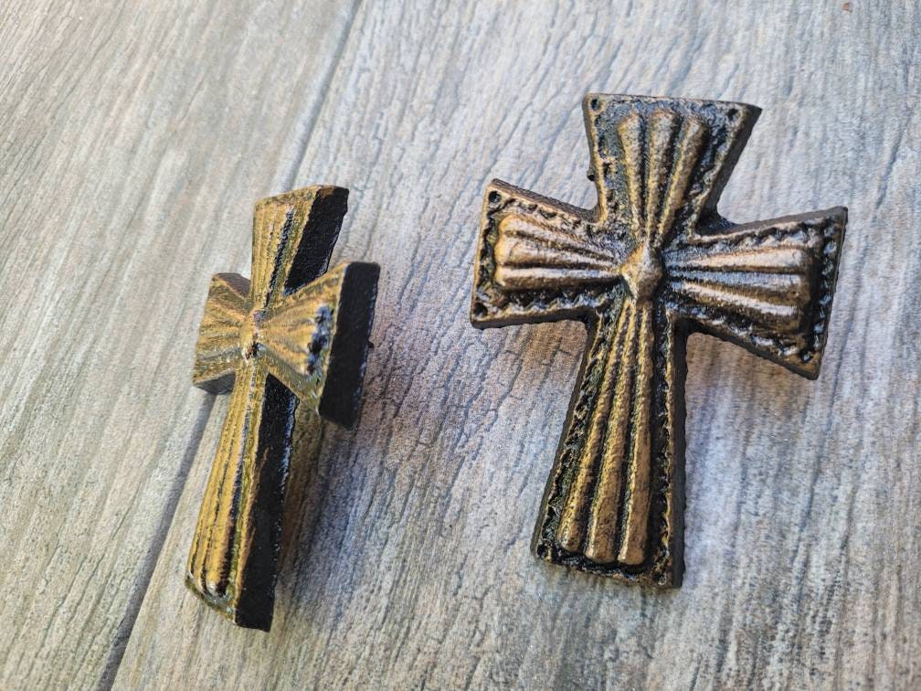 TWO Cross Candle Pins | PICK your COLOR | iron candle decor | Old World | Christian | Baptism | FleurDeLisJunkie | Wedding favor