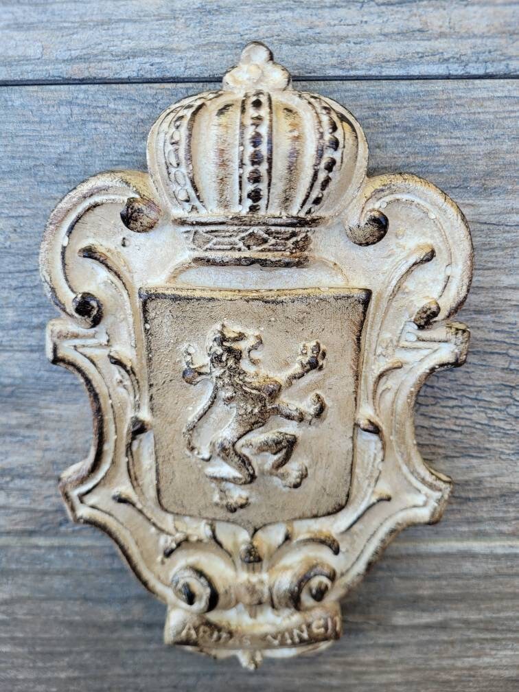 Lion Shield Wall Plaque | PICK YOUR COLOR | Wall Decor | Medieval | Old World | Hand painted | handmade | Fleurdelisjunkie |