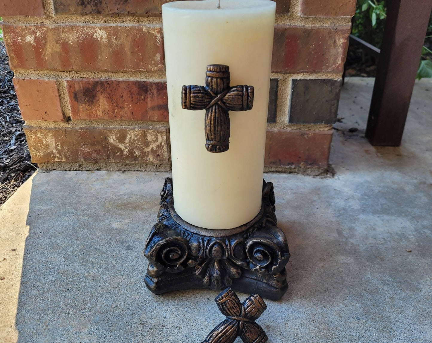 TWO Cross Candle Pins | PICK your COLOR | Tuscan Decor | Crosses for Candles | baptism Wedding| FleurDeLisJunkie | Pillar Candle decor
