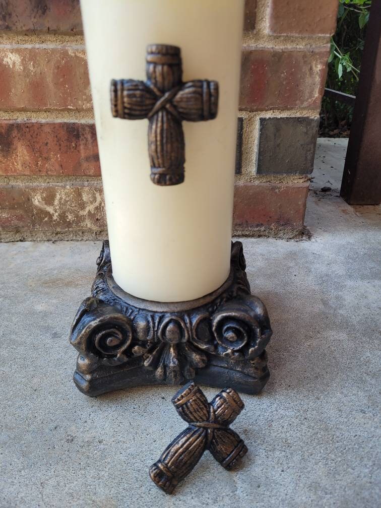 TWO Cross Candle Pins | PICK your COLOR | Tuscan Decor | Crosses for Candles | baptism Wedding| FleurDeLisJunkie | Pillar Candle decor