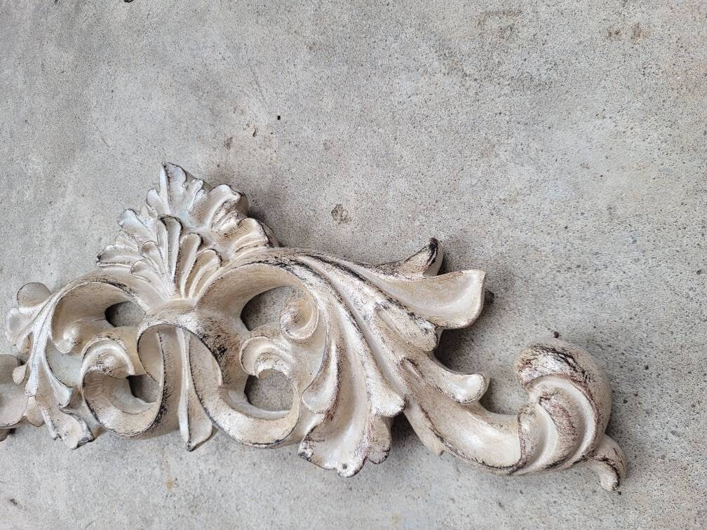 Fleur de Lis Topper Pediment Art. French New Orleans Decor, Scroll over door decor. Medieval Tuscan Old world wall hanging. Traditional