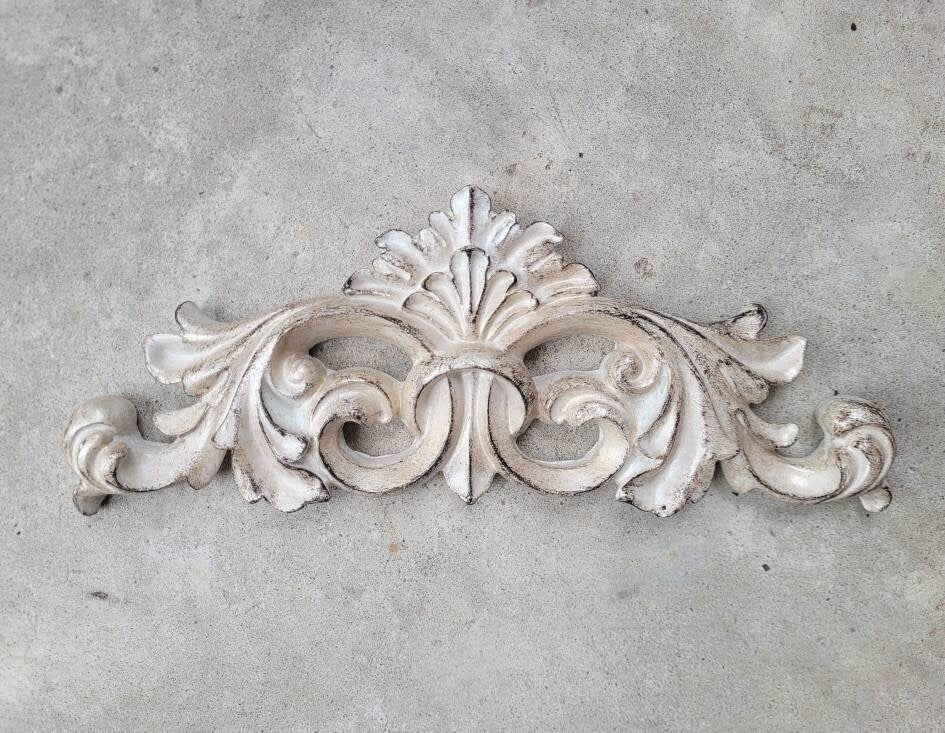Fleur de Lis Topper Pediment Art. French New Orleans Decor, Scroll over door decor. Medieval Tuscan Old world wall hanging. Traditional