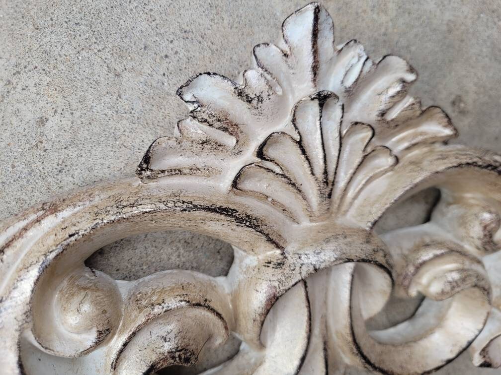 Fleur de Lis Topper Pediment Art. French New Orleans Decor, Scroll over door decor. Medieval Tuscan Old world wall hanging. Traditional