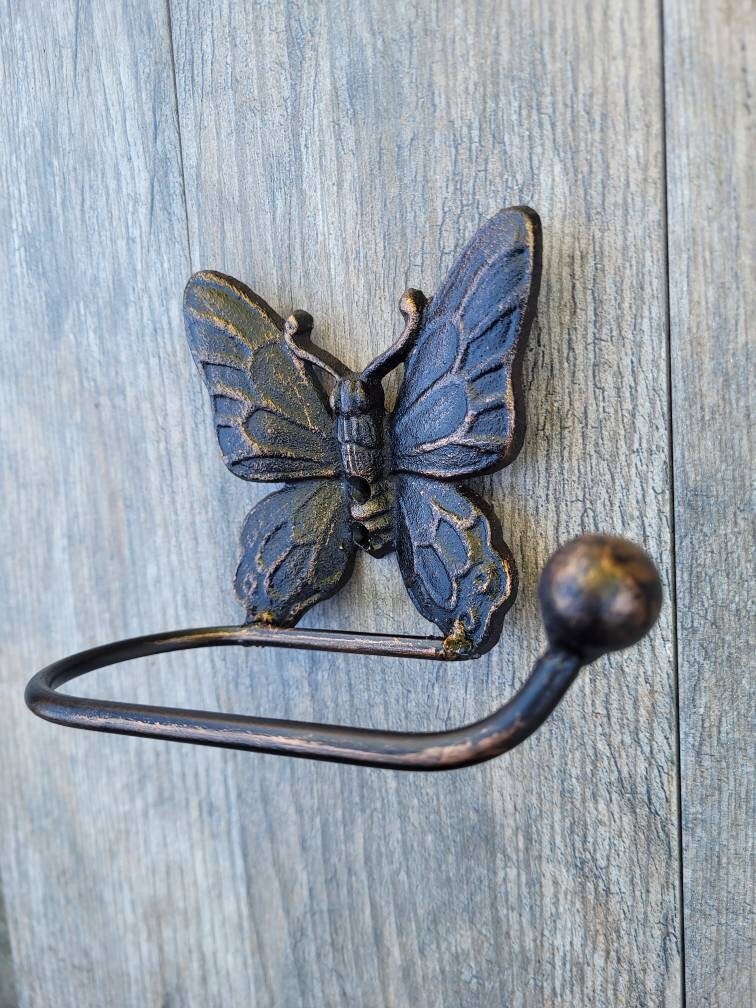 Butterfly Toilet Paper Holder, PICK your COLOR, Toilet Tissue Holder, Nature, Wall Hook, Decor, Bathroom Bath fixture, hardware, handmade TP