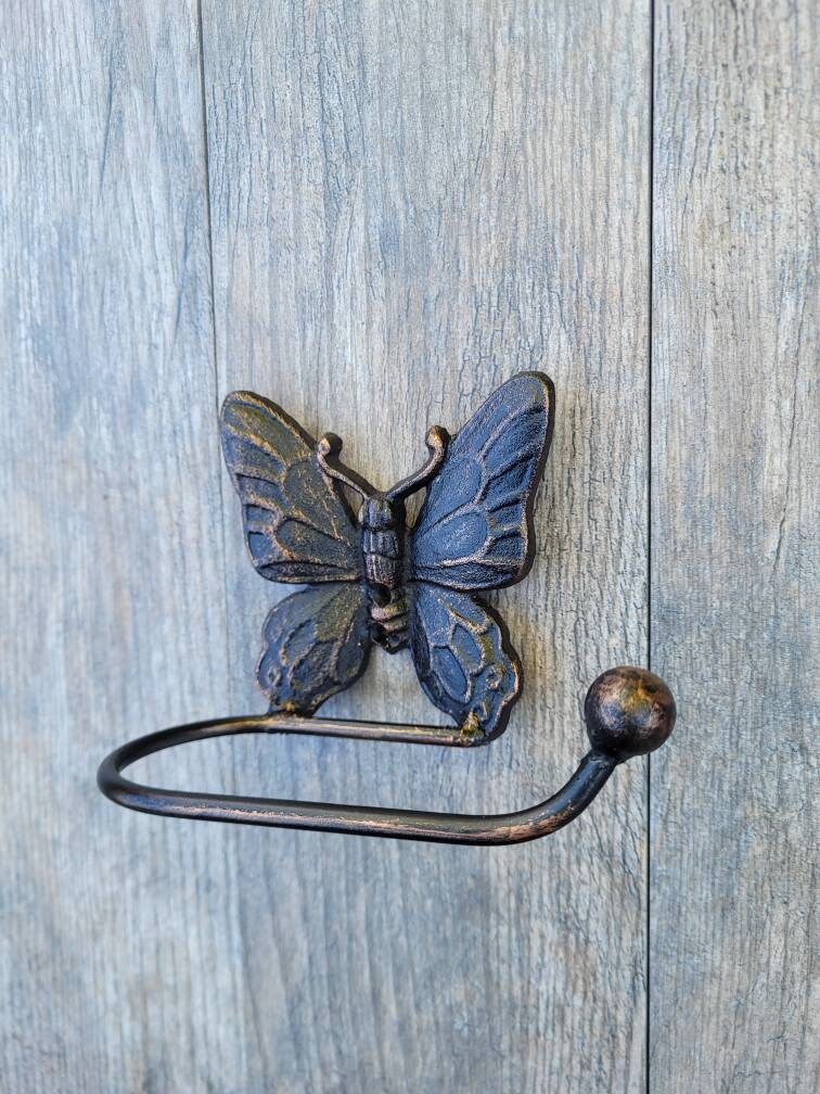 Butterfly Toilet Paper Holder, PICK your COLOR, Toilet Tissue Holder, Nature, Wall Hook, Decor, Bathroom Bath fixture, hardware, handmade TP
