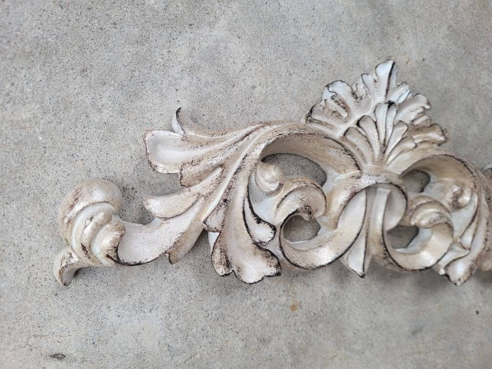 Fleur de Lis Topper Pediment Art. French New Orleans Decor, Scroll over door decor. Medieval Tuscan Old world wall hanging. Traditional