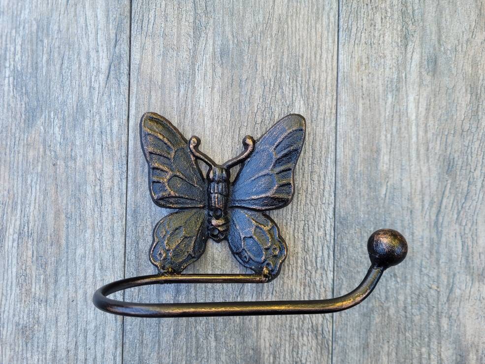 Butterfly Toilet Paper Holder, PICK your COLOR, Toilet Tissue Holder, Nature, Wall Hook, Decor, Bathroom Bath fixture, hardware, handmade TP