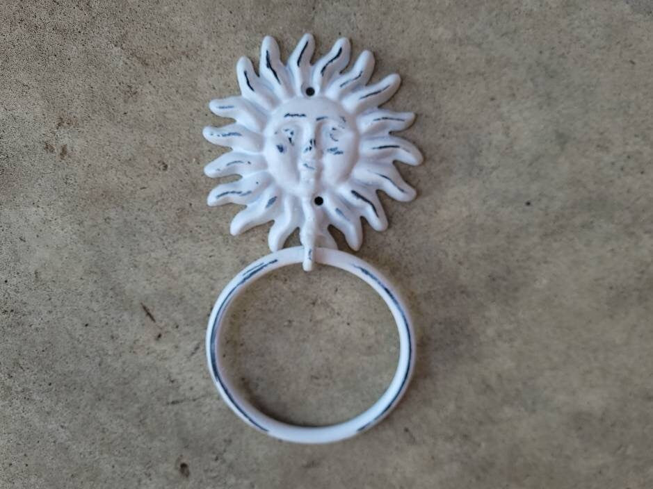 Sun Towel Ring | Hand Towel Ring | Cast Iron Towel Ring | Celestial Towel Hanger | Bathroom Fixture | Beach bath, moon, stars Hardware