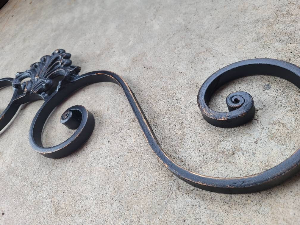 Cast Iron Steel Fleur de Lis Topper Pediment Metal Art. French New Orleans Decor, Scroll over door decor. PICK YOUR COLOR. Medieval Elegant
