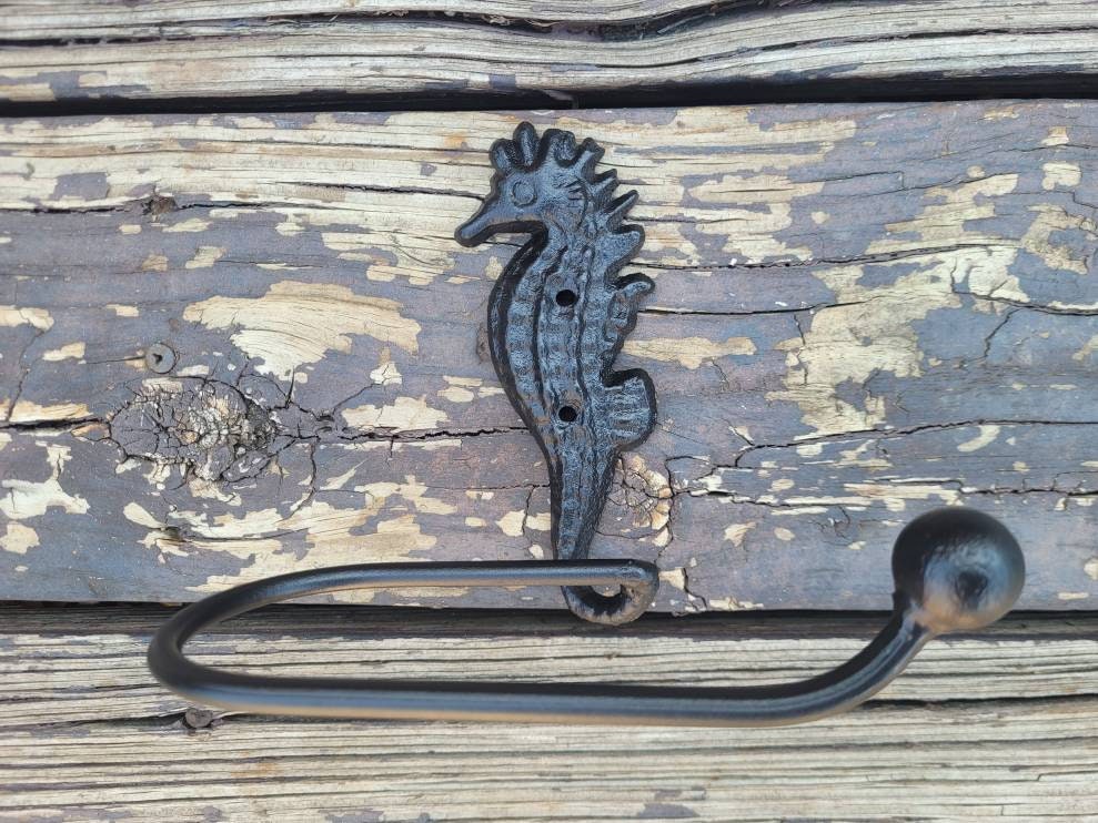 Seahorse Toilet Paper Holder, TP Holder, Toilet Tissue Holder, Nature, Wall Hook, Beach Cottage, Lake house bathroom decor, Bath fixture Sea