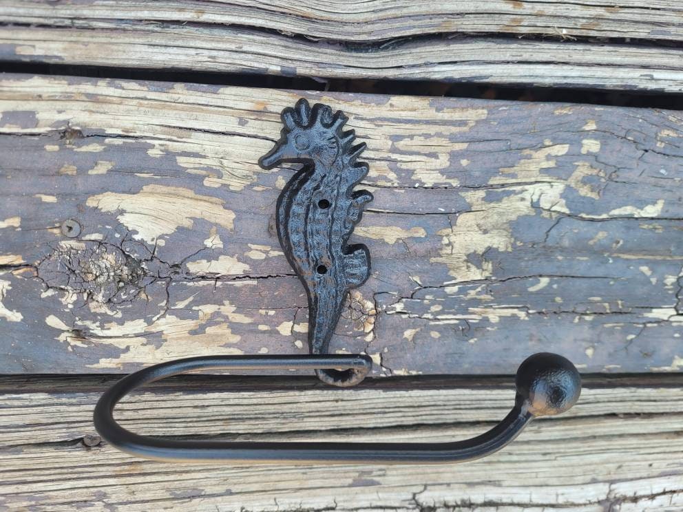 Seahorse Toilet Paper Holder, TP Holder, Toilet Tissue Holder, Nature, Wall Hook, Beach Cottage, Lake house bathroom decor, Bath fixture Sea