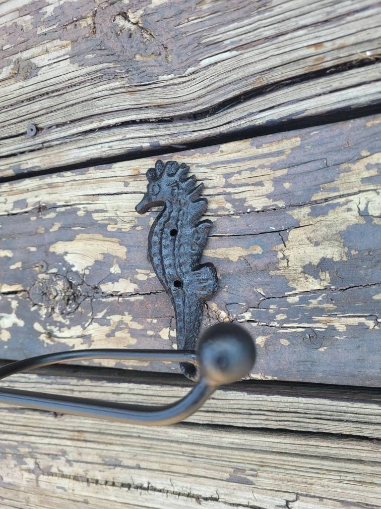 Seahorse Toilet Paper Holder, TP Holder, Toilet Tissue Holder, Nature, Wall Hook, Beach Cottage, Lake house bathroom decor, Bath fixture Sea