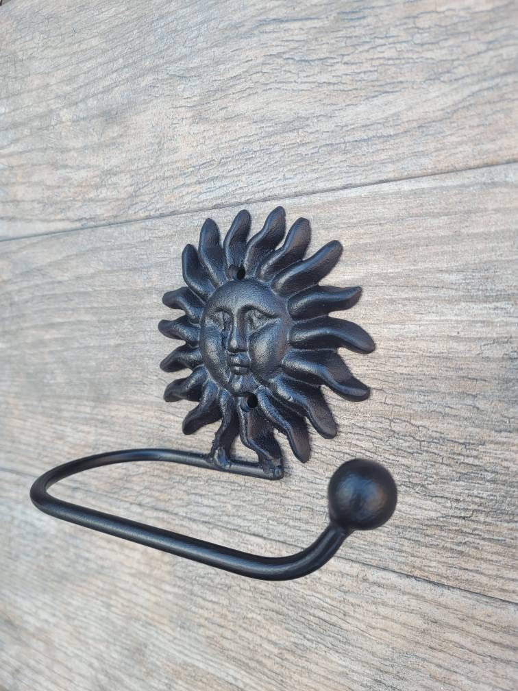 Sun Toilet Paper Holder, TP Holder, Toilet Tissue Holder, towel Wall Hook hanger, Iron Sun TP holder, Celestial Bathroom, Moon