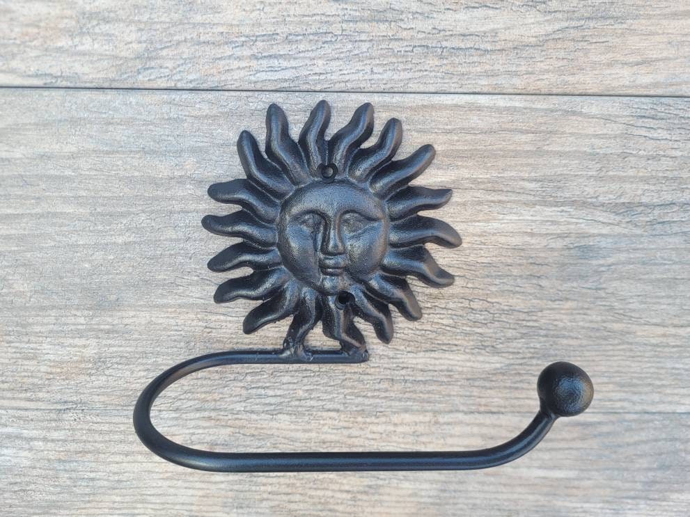 Sun Toilet Paper Holder, TP Holder, Toilet Tissue Holder, towel Wall Hook hanger, Iron Sun TP holder, Celestial Bathroom, Moon