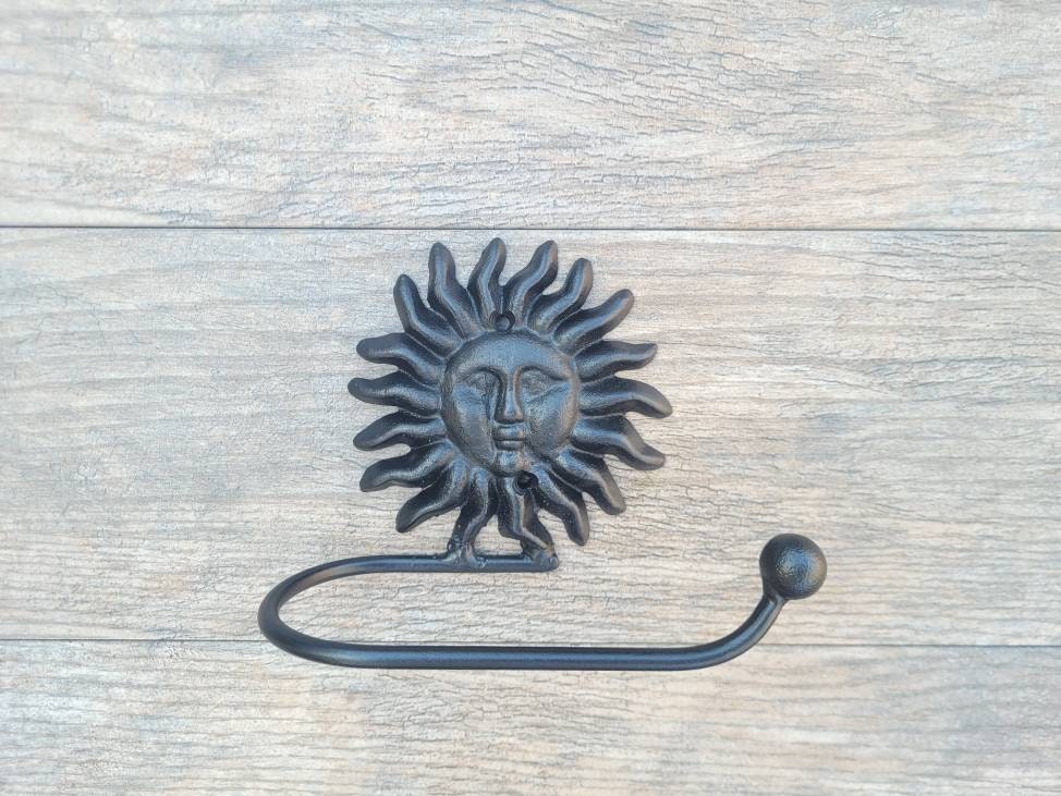 Sun Toilet Paper Holder, TP Holder, Toilet Tissue Holder, towel Wall Hook hanger, Iron Sun TP holder, Celestial Bathroom, Moon