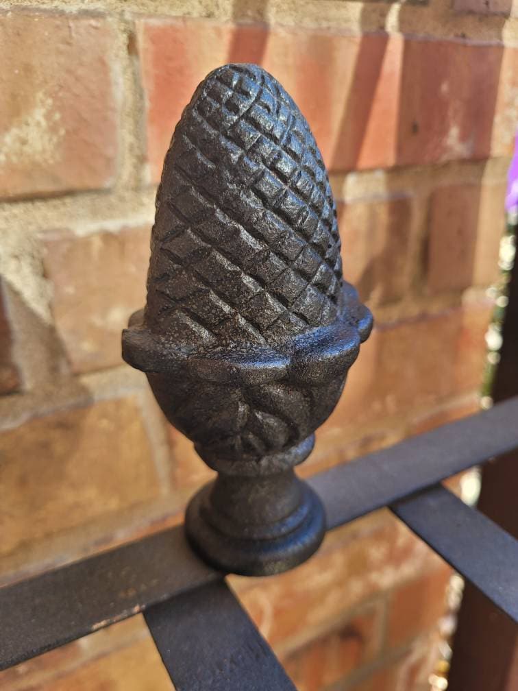 Cast Iron Pineapple Spear Finial Decor | PICK YOUR COLOR | Hardware Garden Backyard Decor Supplies Finials Top, mantle decor, office.