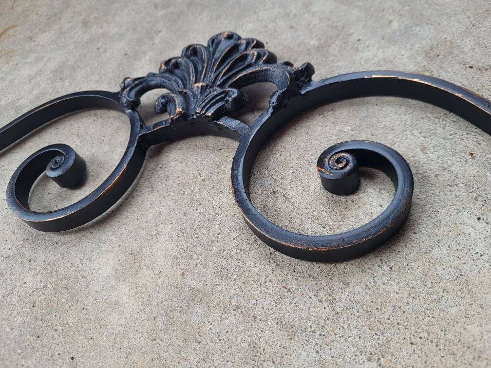 Cast Iron Steel Fleur de Lis Topper Pediment Metal Art. French New Orleans Decor, Scroll over door decor. PICK YOUR COLOR. Medieval Elegant