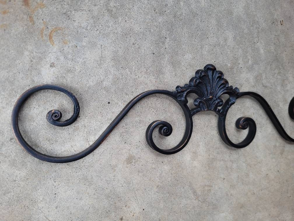 Cast Iron Steel Fleur de Lis Topper Pediment Metal Art. French New Orleans Decor, Scroll over door decor. PICK YOUR COLOR. Medieval Elegant