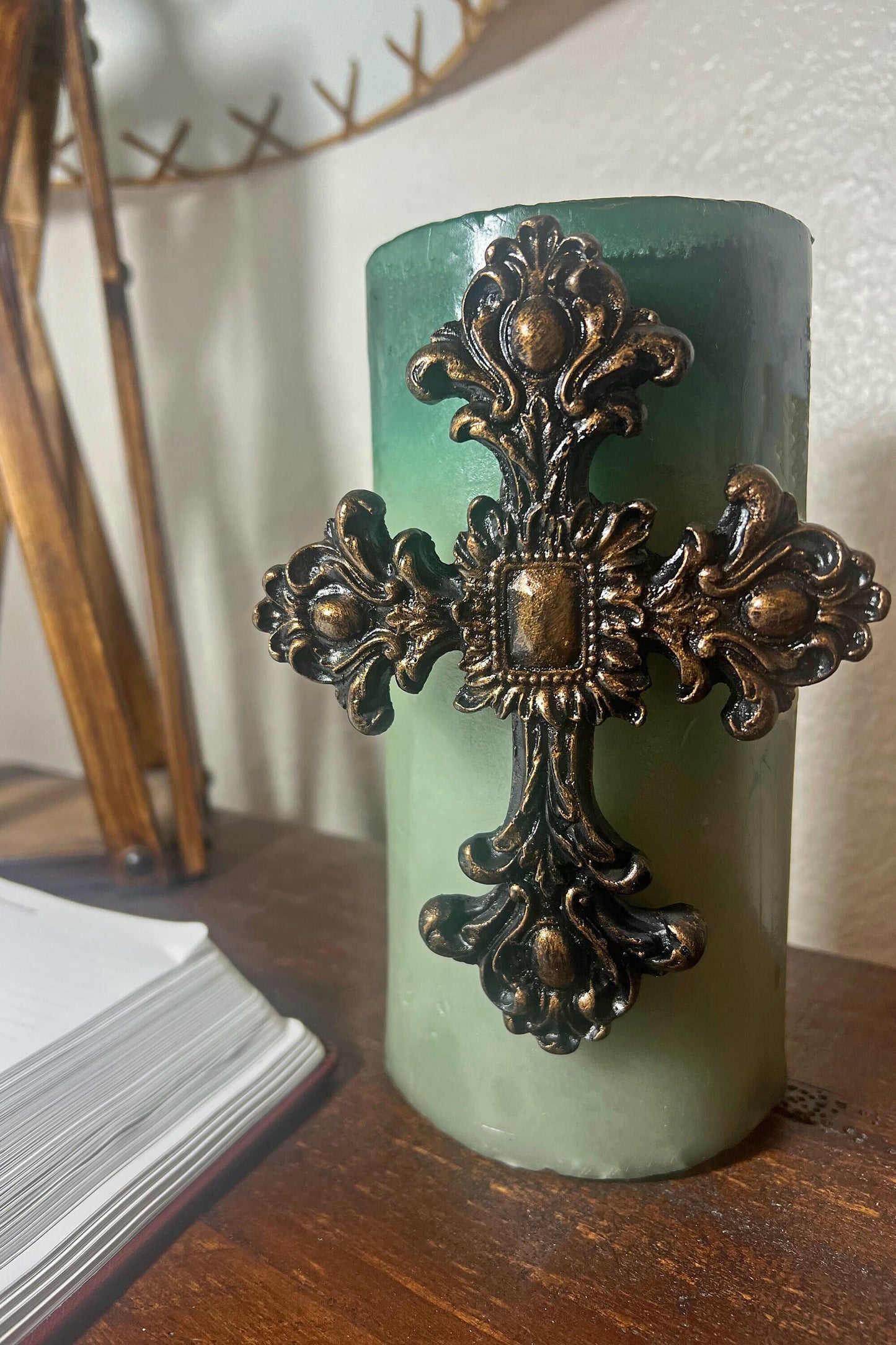 Cross Candle Accent Pin - PICK YOUR COLOR -Candle Art Candle Tack Candle Pick Christian Gifts Old World Tuscan Style Decor