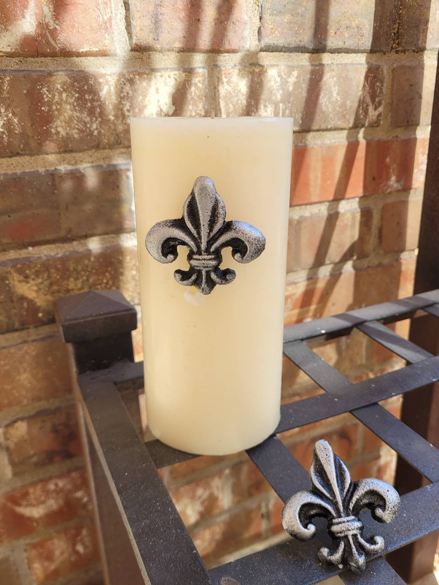 Set Of 2 Fleur De lis Candle Pins for Pillar Candles | PICK YOUR COLOR | Two Candle Pins, Fleur De Lis Decor, Candle Art, FleurDeLisJunkie