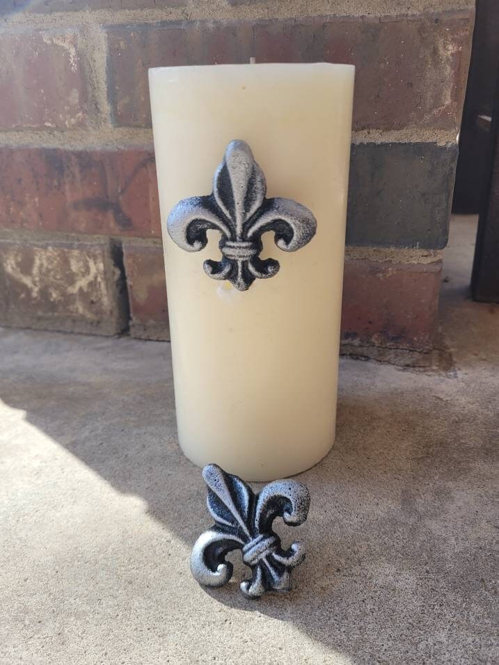 Set Of 2 Fleur De lis Candle Pins for Pillar Candles | PICK YOUR COLOR | Two Candle Pins, Fleur De Lis Decor, Candle Art, FleurDeLisJunkie